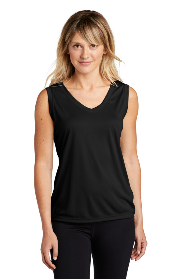 Sport-Tek Ladies Sleeveless PosiCharge Competitor V-Neck Tee. LST352